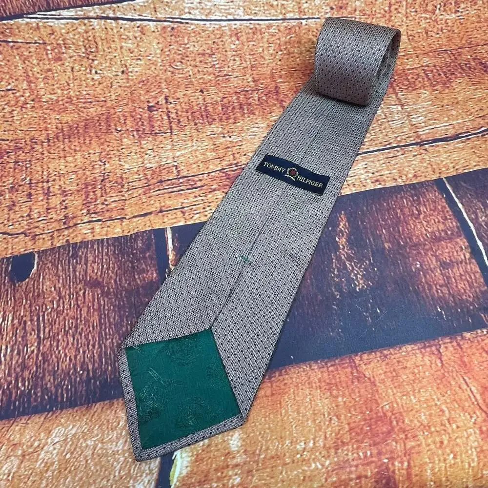 Tommy Hilfiger 100% Silk Gray and Blue Micro Dot Necktie